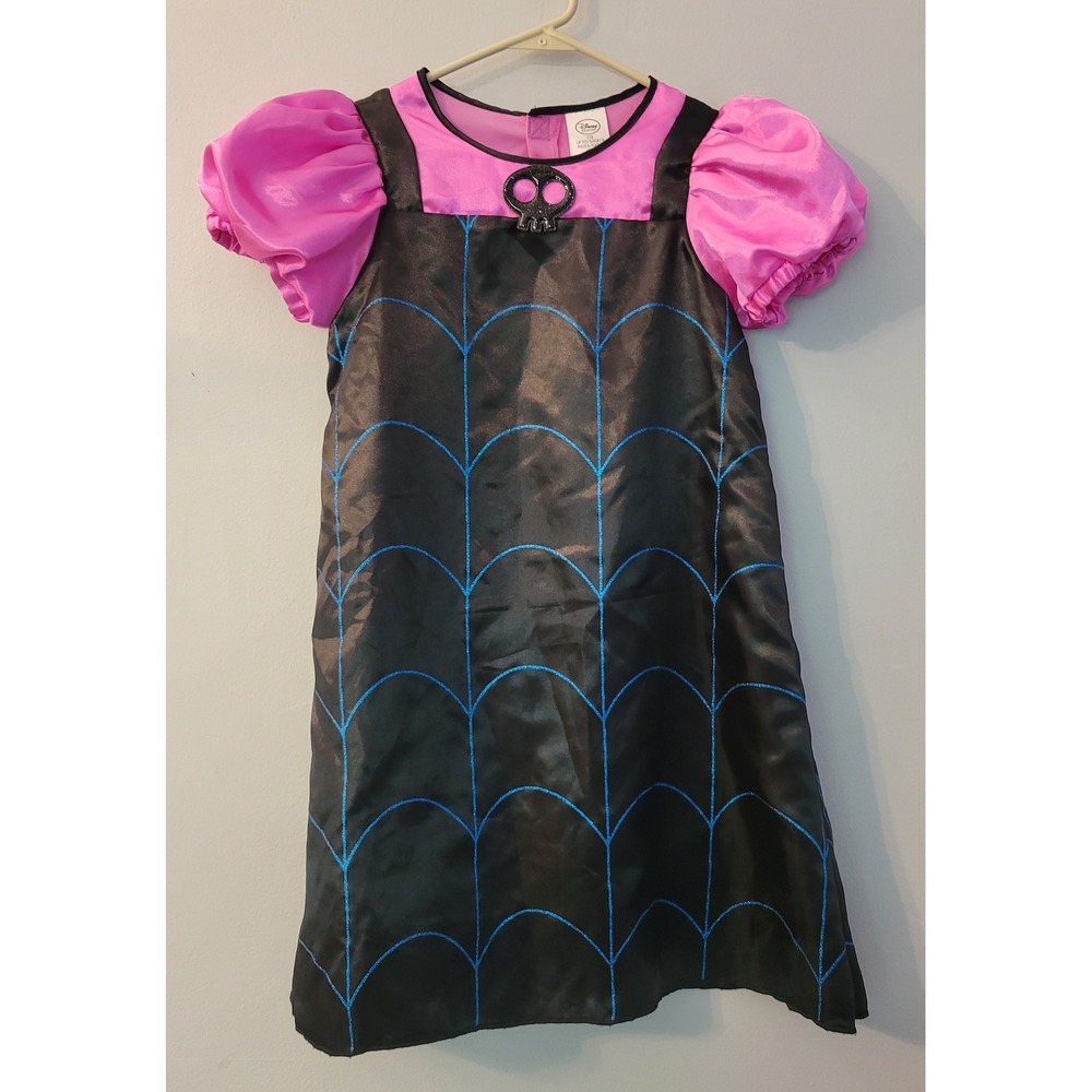 Disney Vampirina Costume Dress Girls 7/8 Medium Black Pink Spiderweb Halloween